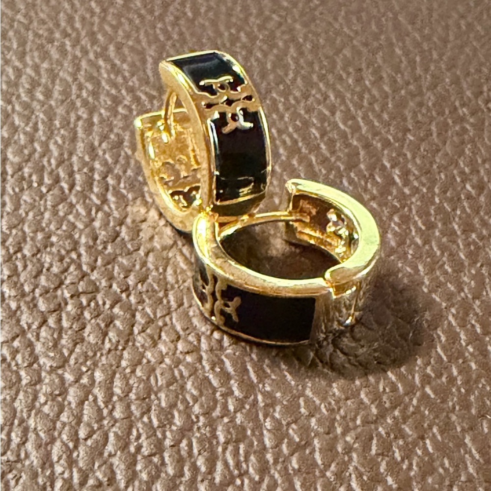 Huggie Style Cross Design Earrings - Picture 2 of 3